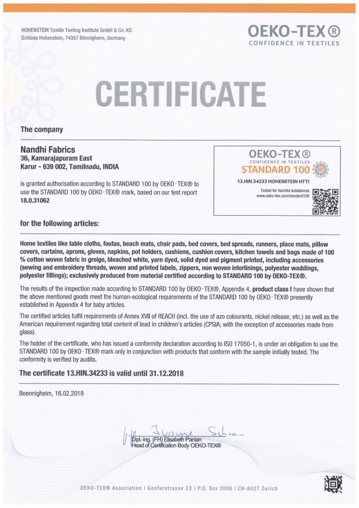 OEKO-TEX Certification